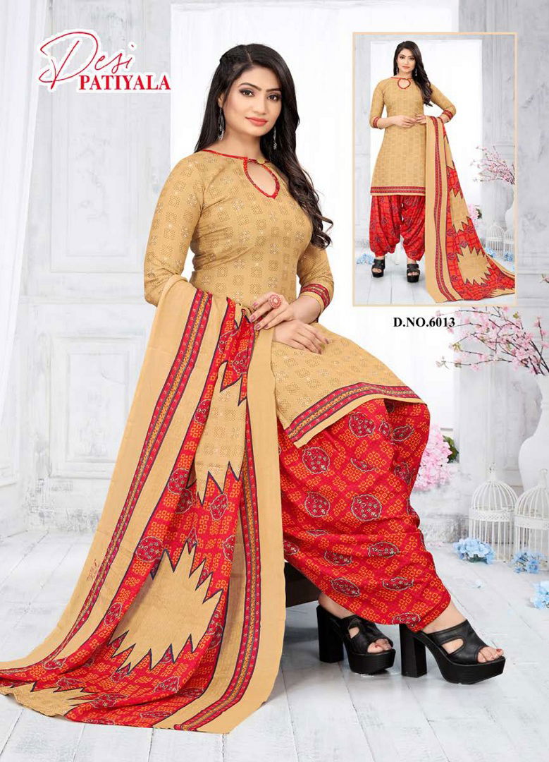 Ganesha Desi Patiyala 6 Printed Readymade Suits Catalog
